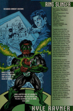 why-i-love-comics:  Kyle Rayner info pagewritten by Ron Marzart by Darryl Banks &amp; Terry Austin