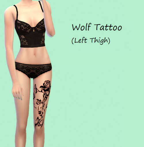 Wolf Tattoo (Left Thigh)Hi everyone, today I have a new tattoo for your male and female sims. There 