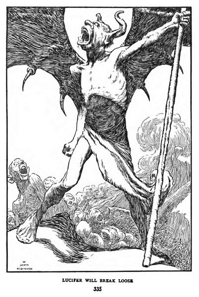 “Lucifer Will Break Loose”, from Rabelias by William Heath Robinson (1904)