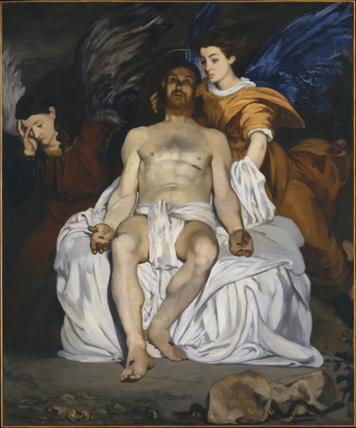Le Christ mort et les anges  -   Édouard Manet , 1864.French,1832-1883Oil on canvas, 70 5/8 x 59 in.