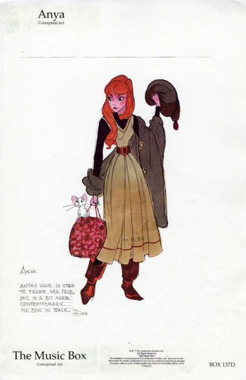 beyondthegoblincity: Concept art for Anya/Anastasia from Anastasia (1997) [credit: Savannah College 