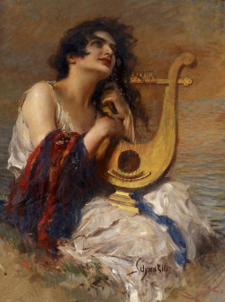 pmikos:  Leopold Schmutzler (German, 1864-1941), “Girl with Lyre” (by sofi01) 