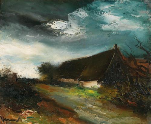 Maurice De Vlaminck (French, 1876-1958, b. Paris, France) - Farm In Brittany, Paintings: Oil on Canv