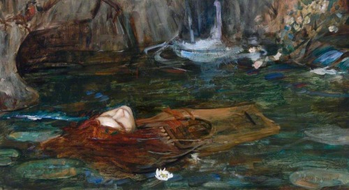 silenceforthesoul:John William Waterhouse - Study for Nymphs Finding the Head of Orpheus