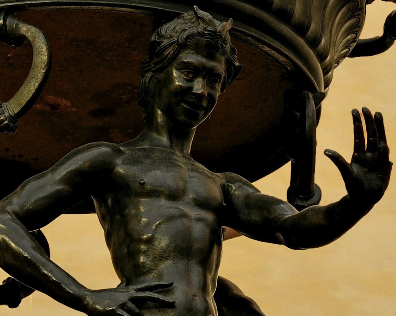 theancientwayoflife: ~Tripod with young ithyphallic Satyrs as legs. Medium: Bronze