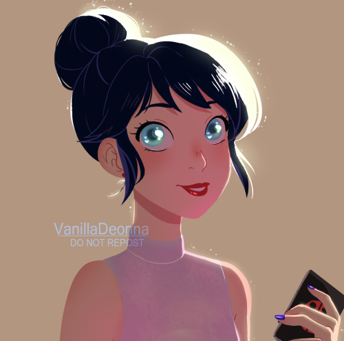 vanilladeonna:  I was so excited to do Marinette with a bun ;w; Enjoy, fantastic Miraculers! <3 **do NOT repost** (don’t remove text post) 