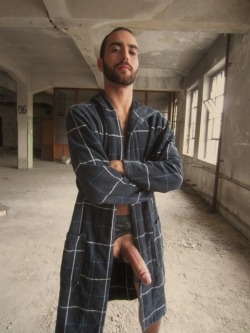 maryj-bulge:  I don’t know how I feel about flannel robe + crotchless rubber shorts as a look