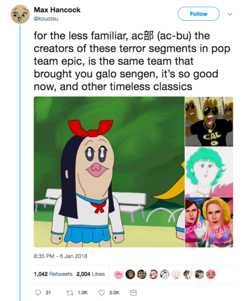 vicholas:some tweets to help understand the Pop Team Epic first episode