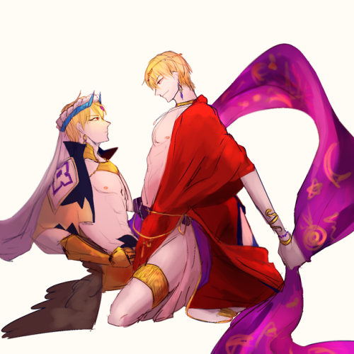 christinethethunnus:crossover with FGO (Caster Gil x ADOCAC Gil) cause we all love some Gil on Gil  