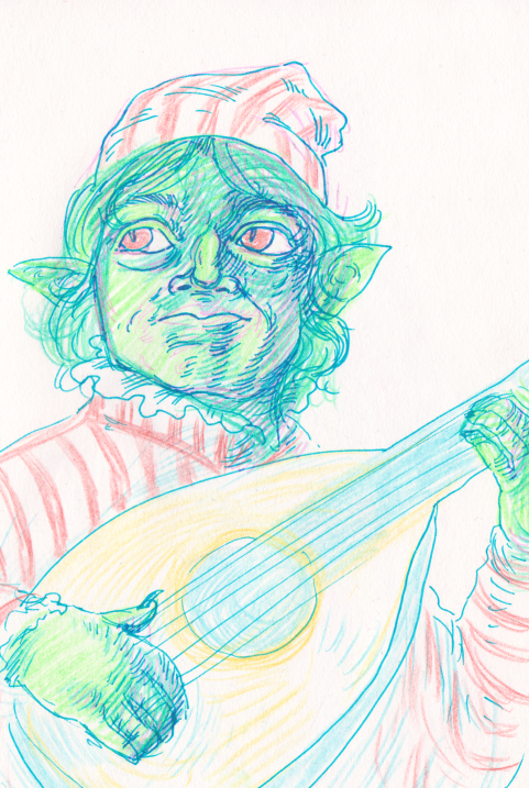 therightvillainouschapbooks:this one’s a bard ehgoblin, pencil and pen 2019