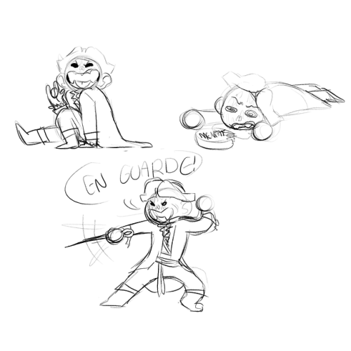 monetarymollusk:tiny hancock sketches(yes hes using a sewing needle as a sword. when i say tiny i me