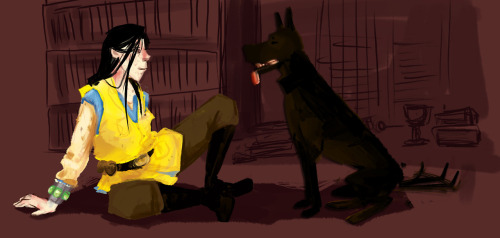 sketchylizstifel:friday night practice- a young lirael and the disreputable dog