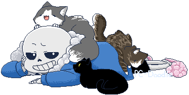monofell-au:  Here’s my art trade with the wicked-cool CatRekt! sans covered in cats fills me with life. 