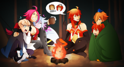 mirisart: Me? Oooh~ Just imagine a nice camping night with my favourite Servants  lol. Ok, actually I watched something about the Ramayana and who it  would be, if Rama would tell this story and yeah…the thought  escalated, whoops.  