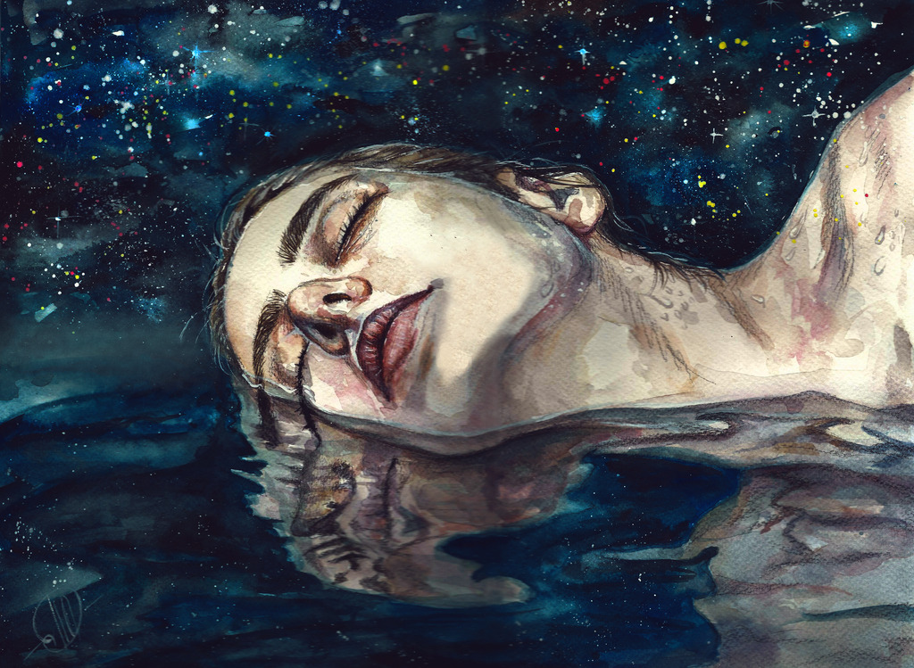 rexisky:  DREAM (Acrylic and Watercolor on Paper) by Lesya Poplavskaya  