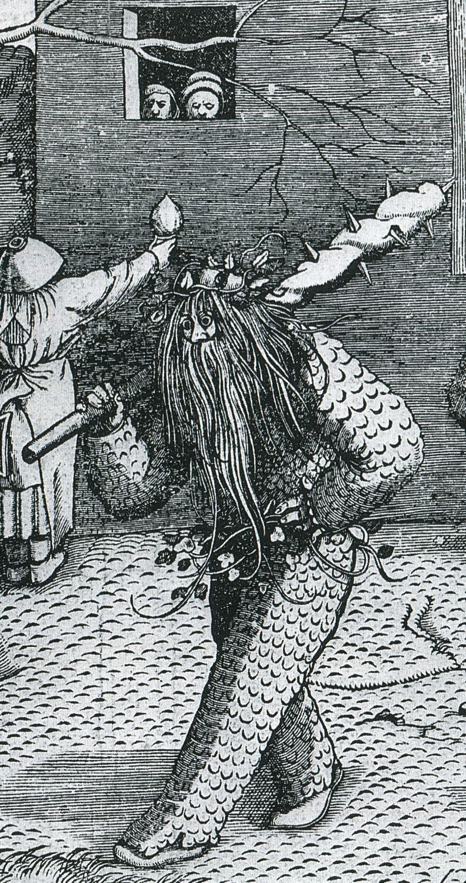 bewarethebibliophilia:  Detail, The Wild Man, Pieter Bruegel the Elder, woodcut.