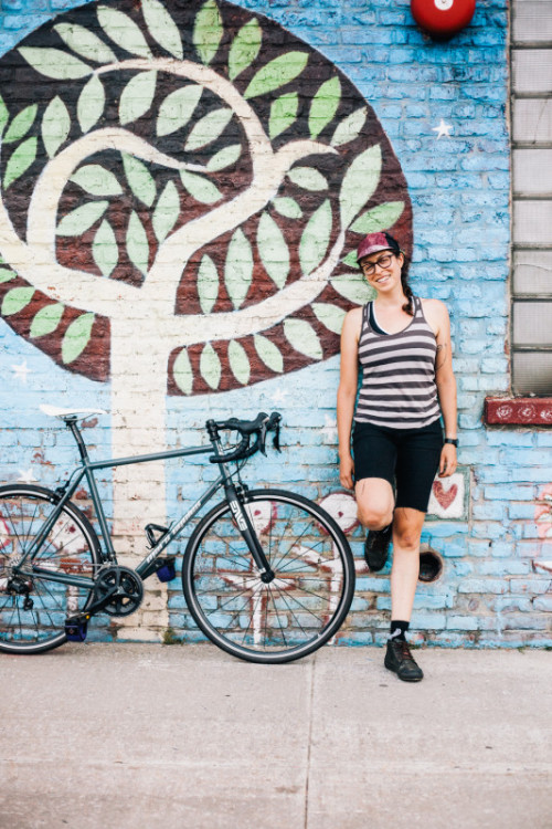 preferredmode:Meredith, with her #marscycles outside @bikenewyork’s @RAB_NYC warehouse for @bicyclin