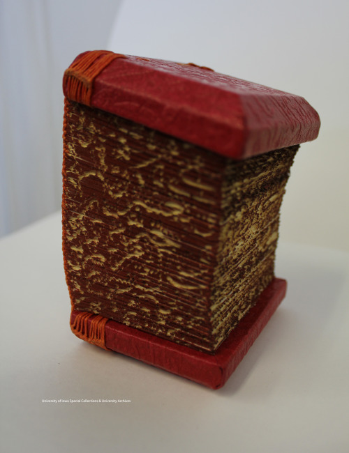 uispeccoll:  Crucial Perimeter is our stunning new book arts acquisition from Islam Aly, one of the first graduates from the University of Iowa Center for the Book’s MFA program.  “I am hoping more people will learn that these historical bindings