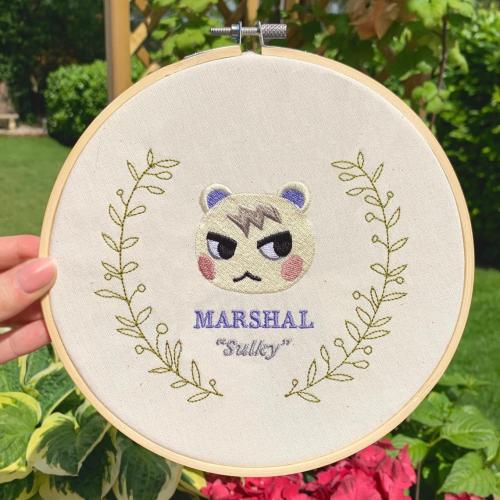 retrogamingblog2:Animal Crossing Villagers Embroidery Hoops made by Blossombabyx