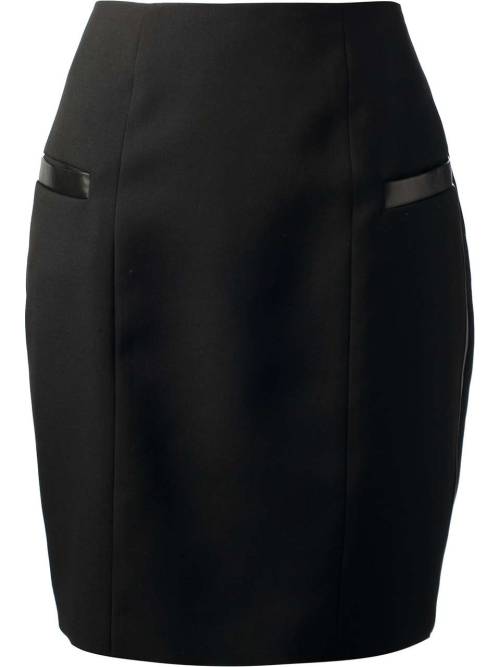 SAINT LAURENT leather trim pencil skirt