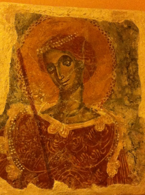 atsoukalidis:Fragment of wall painting representing a saint with obvious western influences, end of 