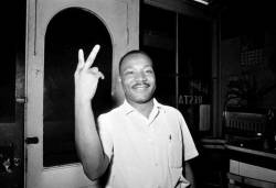 coolkidsofhistory:    Dr. Martin Luther King, Jr. reacts in St. Augustine, Fla., after learning that the senate passed the civil rights bill, June 19, 1964.