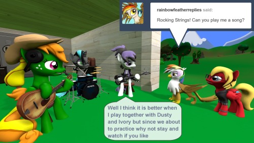 ask-the-out-buck-pony:Asked by@askfuneraldirge@rainbowfeatherreplies / Q99Guest@ask-melissa-and-the-band / d-azulrgbx3