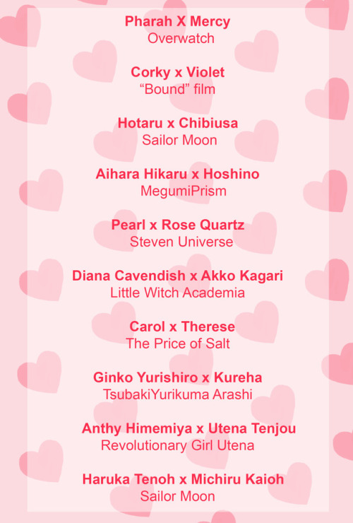 Here is the list of couples featured in the zine! Pre order here: http://girlslovezine.storenvy.com/