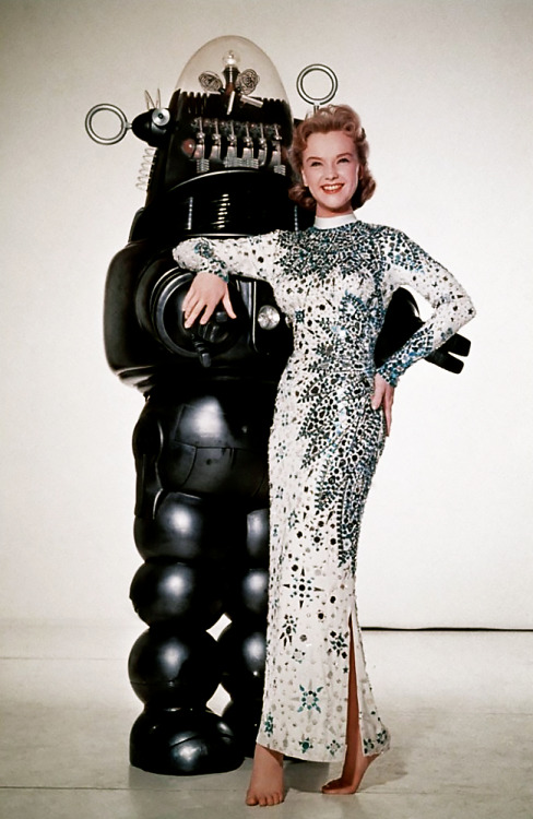 Robby the Robot, Anne Francis / publicity still for Fred M. Wilcox’s Forbidden Planet (1956)