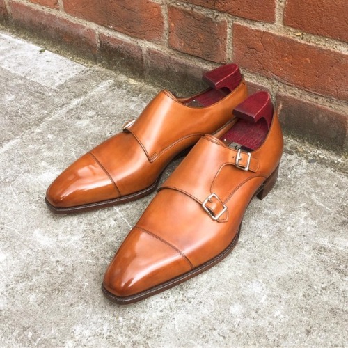 The Mayfair on the Deco square in Vintage Chestnut calf #gazianogirling #shoeporn #madetoorder #made