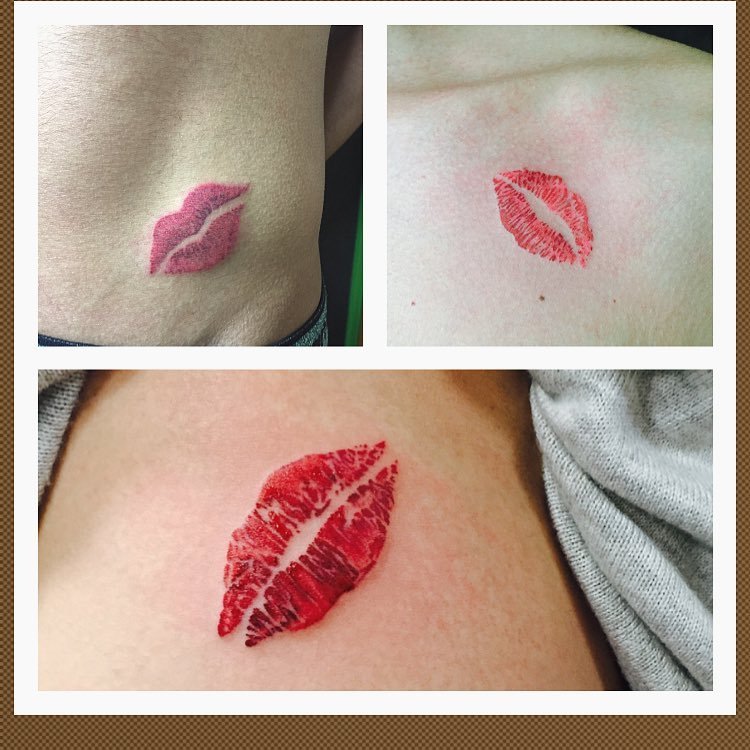 Killerlinetattoo Tattoo Tattoos Ink Inked Color Red Pink Blood Kiss
