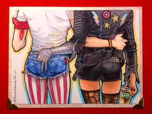 STAR☆BUCKSRule 63! Stucky, a sequel to STUCKY GIRLFRIENDS. Copic markers on paper, inspired by @oxbo