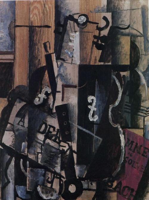 artist-braque: Violin and Clarinet on a Table, Georges BraqueMedium: oil,canvas