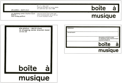 Karl Gerstner, logo and advertising design for a record shop in Basel, 1959