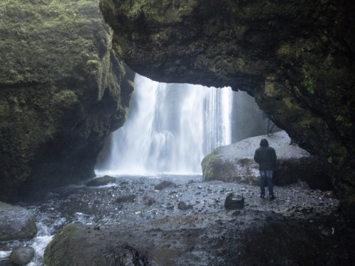 ravens-road: Glufrabui waterfall, Iceland. To get back to this grotto entailed a bit of wading, or h