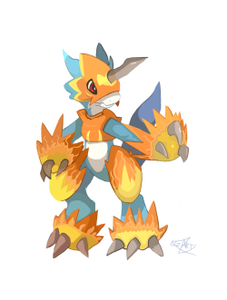 tulathegreat:  &ldquo;Flamedramon&rdquo; by LizardonEievui13