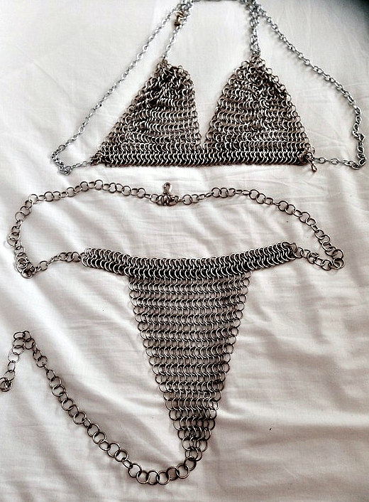 thegolddig: Vintage Chain Mail Bikini Set with Matching Set (more information, more