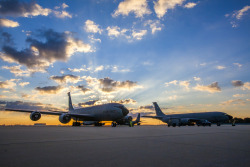 usairforce:  The sun rises above KC-135R