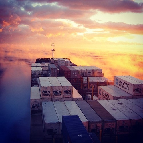 maerskline:  Morning mist at sea #maersk