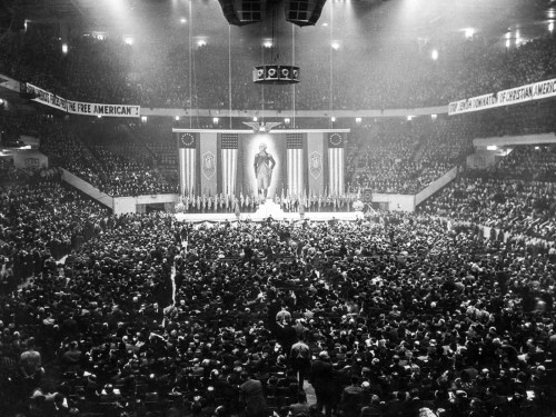 German American Bund rally at Madison Square Garden (New York City,February 1939).In 1933, Rudolf He