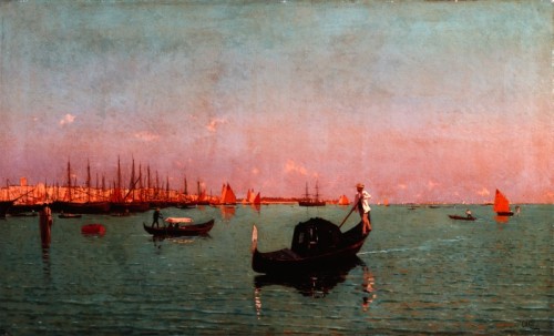 Guglielmo Ciardi (1842-1917) - La Gondola, Venezia o Gondola in Laguna. 1881.