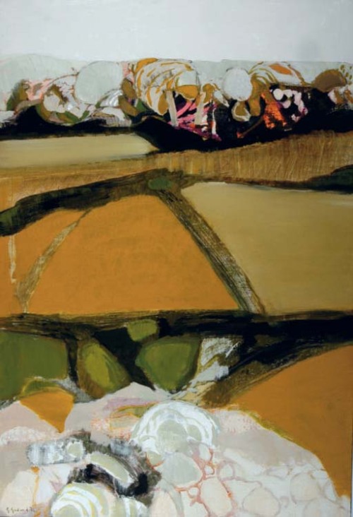 Paysage Ocre, 1976, Gabriel Godard. French,born in 1933. - Oil on Canvas -