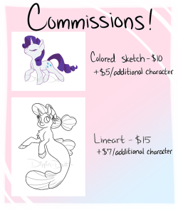 dippin-dott: I need money so I’m officially opening pony commissions!   Additional info:  -References must be provided for ocs  -Rough sketches will be sent to you for approval before continuing. You may request any changes at this time. I will not