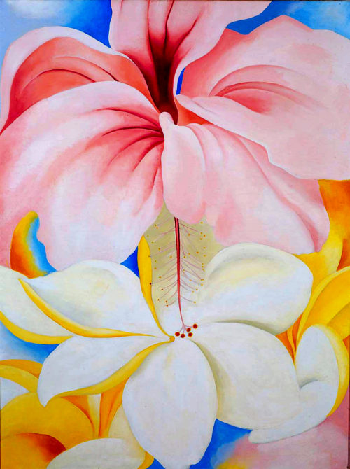 georgia-o-keeffe:Hibiscus with Plumeria, 1939, Georgia O'Keeffe