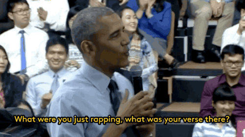 profeminist:  refinery29:   President Obama just perfectly captured what it’s like to love hip hop without ignoring its problems The woman he’s speaking to is a Vietnamese rapper named Suboi, who rapped to the President about financial inequality.