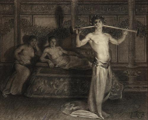 ratatoskryggdrasil:Kristian Zahrtmann, Nero, 1902 (Black chalk)