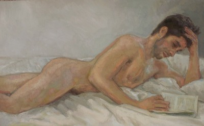 ydrorh:Reading, 2020, Oil on canvas, 80x130 cmwww.yisraeldrorhemed.com