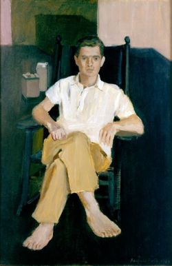 huariqueje:  Jimmy in Black Rocker,   -   Fairfield Porter  1960   American, 1907–1975   Oil on canvas,   29 ½ x 19 ¼ inches  