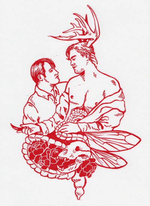 Returning To My Roots With Some Hannibal Fanart, This Time In Lino Print Form! You Can Get These In My