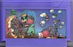 suppermariobroth:  Bootleg Super Mario Bros. 3 cartridge. Mario has been removed from a piece of SMB3 official art and replaced with a Blooper wearing a wizard hat. 